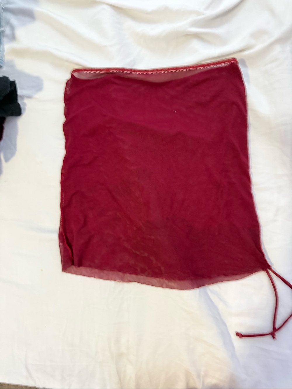 Women’s Burgundy Mesh Bikini Cover with Side Drawstring